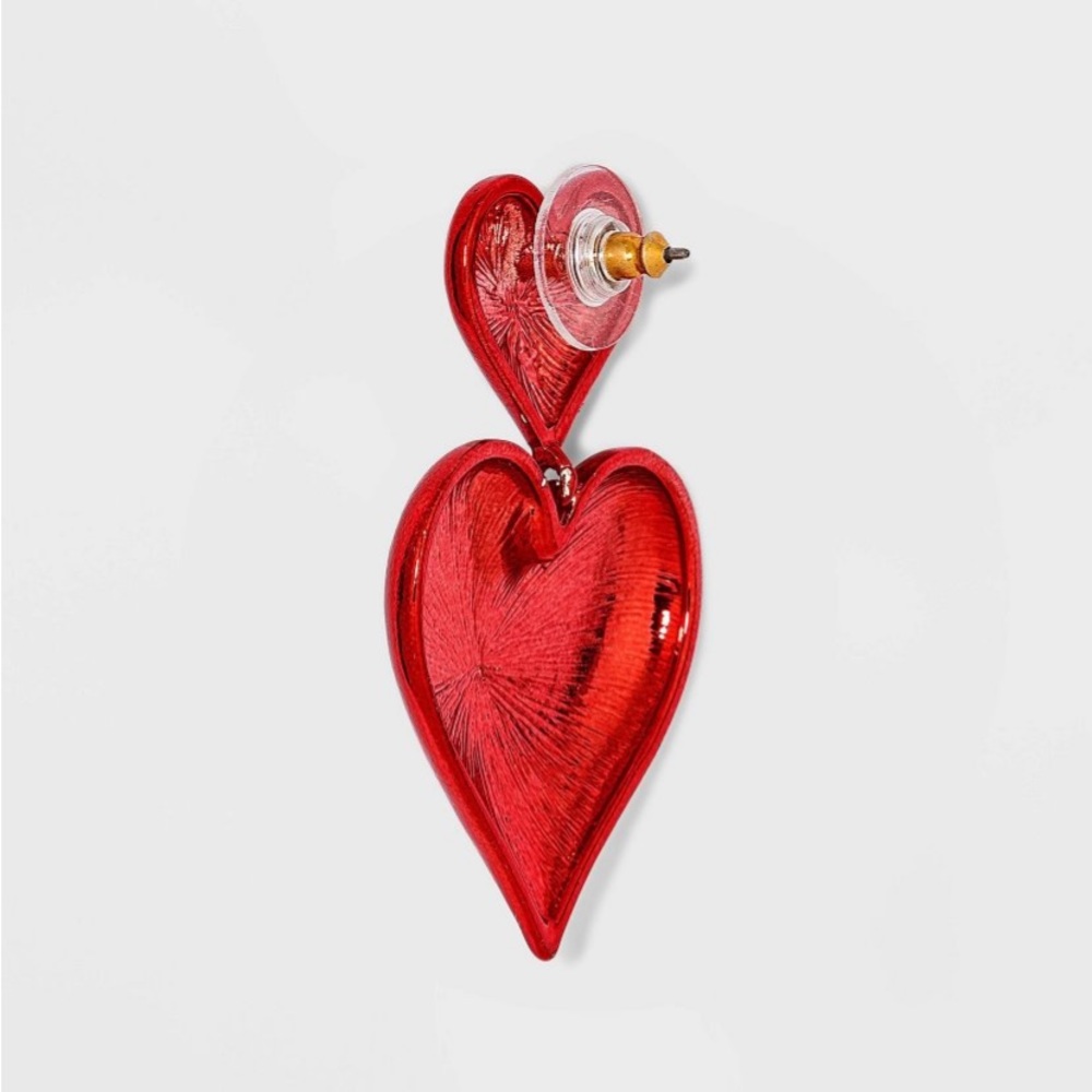 Sugarfix Baublebar Two Tone Heart Drop Metallic Earrings NWT Pink Red - Picture 4 of 9